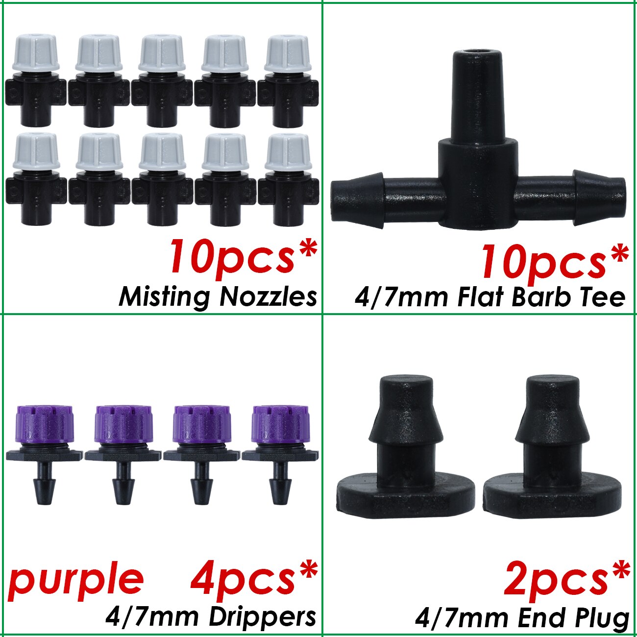 KESLA Garden Drip Irrigation Kit Micro Mist Spray Cooling System 4/7mm Hose Automatic Watering Sprinkler Dripper Tee Connector: army green