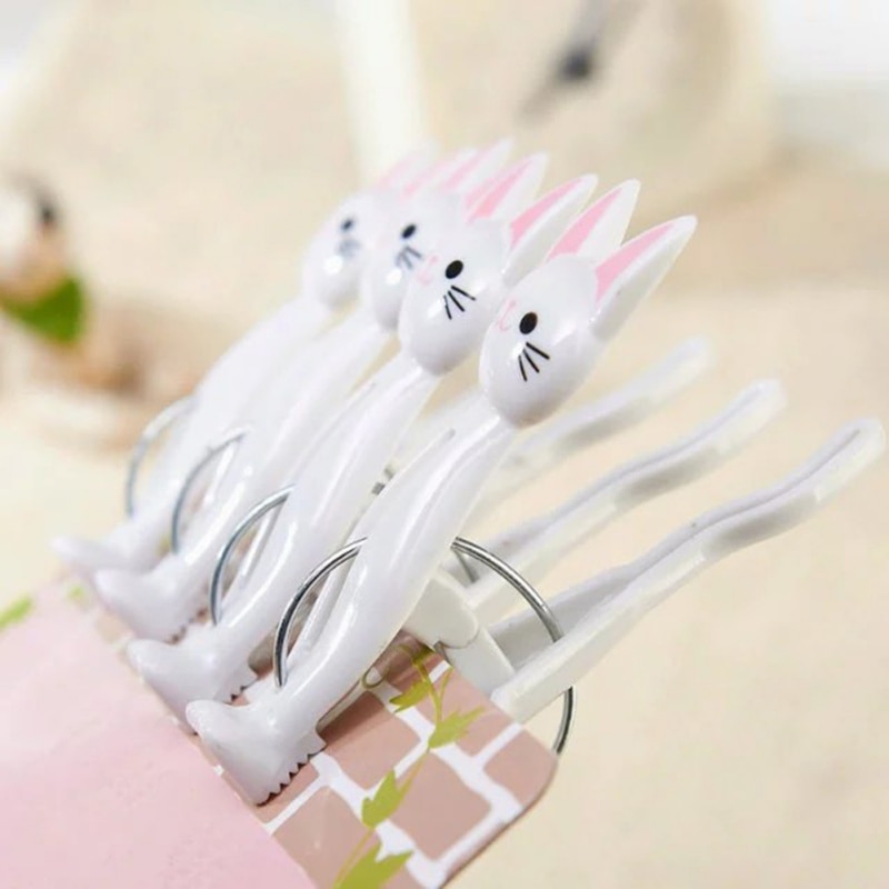 4Pcs/Set Cute Cat Clamp Shape Sealing Clip Portable Clip For Snack Moisture-proof Plastic Clothespin Drying Clip Decorations