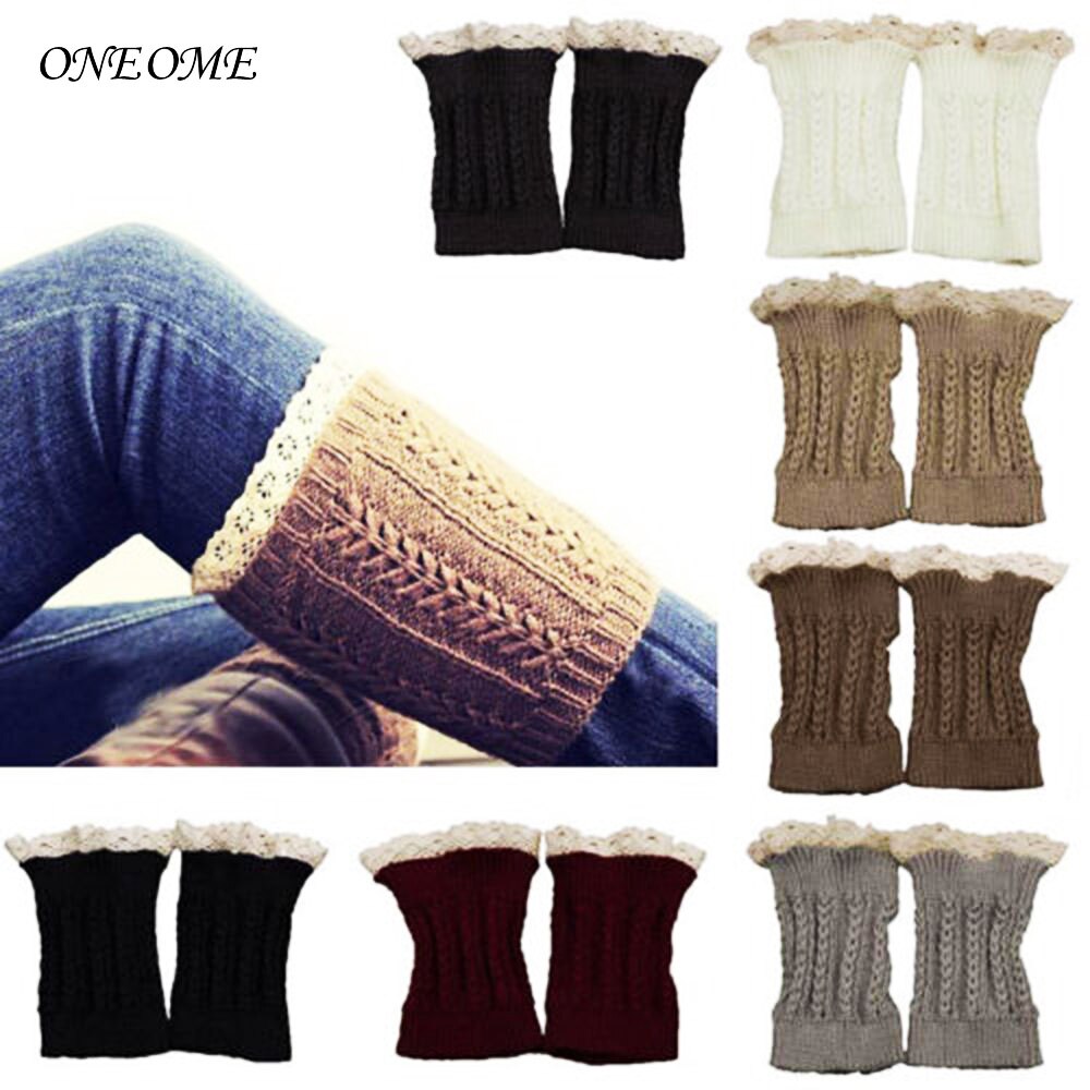 Calcetines de punto para botas, calentadores de piernas cortas para mujer, calcetines tejidos de encaje, accesorios para botas de