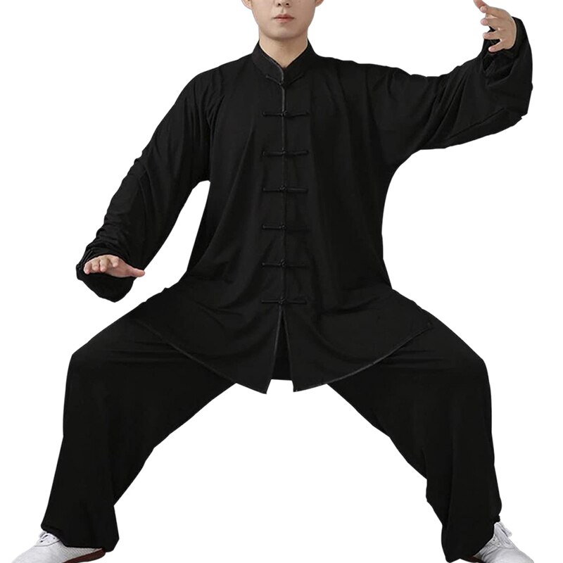 Traditional Chinese Clothing Black Long Sleeve Wushu TaiChi Men KungFu Uniform Suit Uniforms Tai Chi Exercise Clothing Unisex