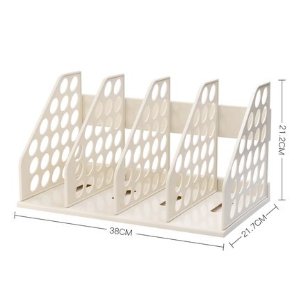 Office Desk File Organizer Magazine Holder Four-columns Bookshelf Paper Organizer Document File Storage Book Stand: White