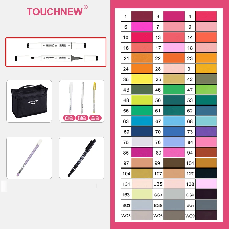 TOUCHNEW Marker 12/30/60/80/168 Colors Soft Brush Markers Pen Sketch Drawing Markers Set For Adults Comic Animation Art Supplies: Chocolate