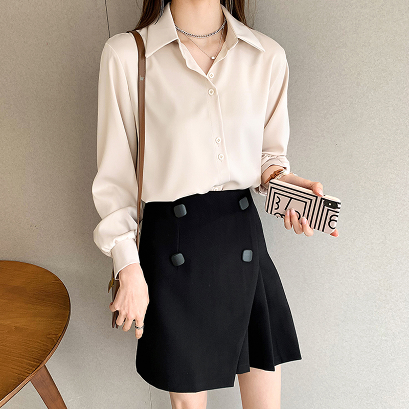 Plus Size Shirts Lente Zomer Mode Vrouwelijke Lange Mouw Losse Effen Blouse Tops Casual Chiffon Shirt Vrouwen Office Lady Shirts
