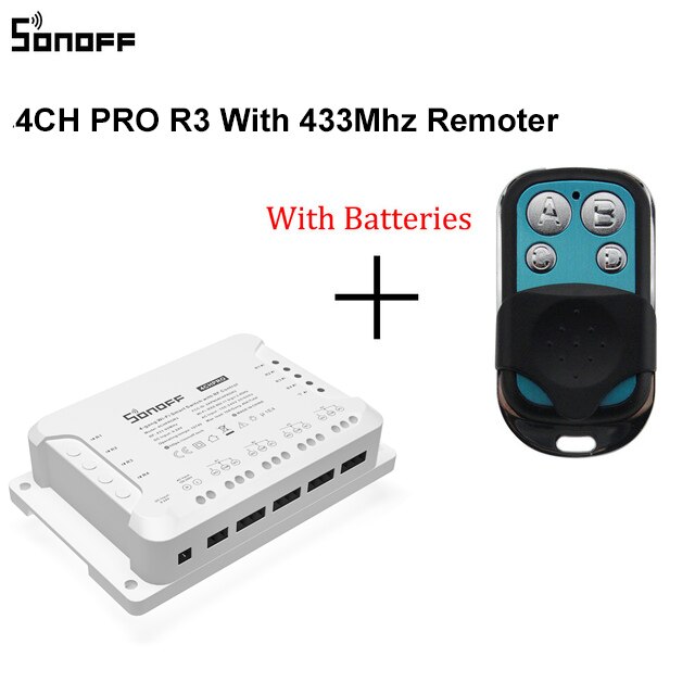 Itead sonoff 4ch r3/  pro  r3 wifi switch 4 gang 4- vejs montering wifi wireless smart switch app remote interrupter relay switches: 4ch pror 3 433rc