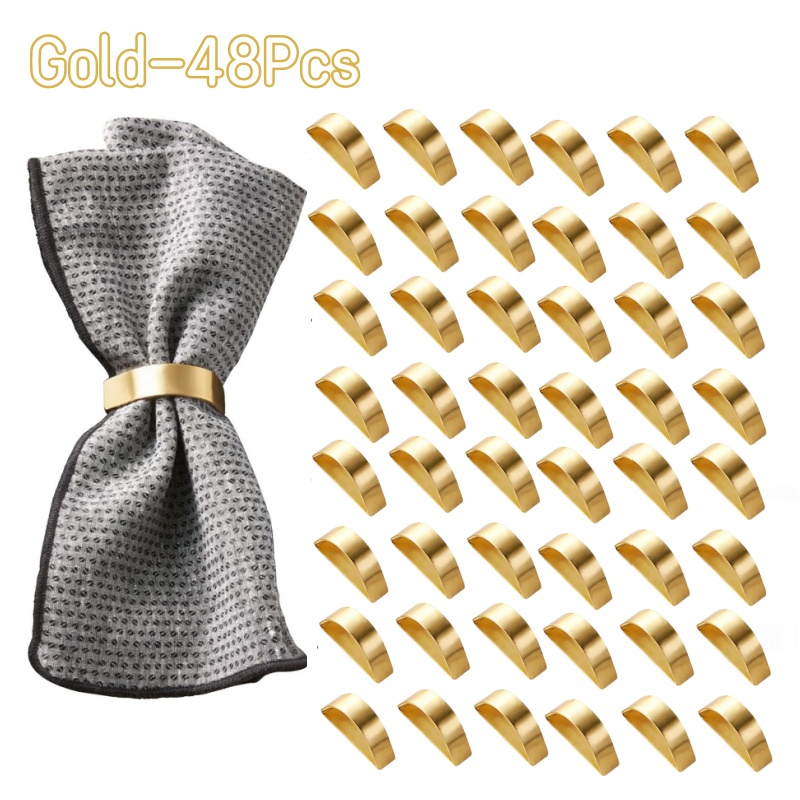 Sales】Cuff Brushed Gold Napkin Rings Holder Wedding Banquet Metallic Adornment Table Settings Glossy Serviette Buckles: Burgundy