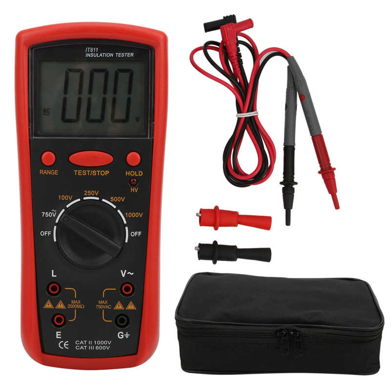 Medidor de resistencia de aislamiento IT811 con pantalla LCD de 64x44mm, probador Digital Megohm, herramientas eléctricas para electromecánica