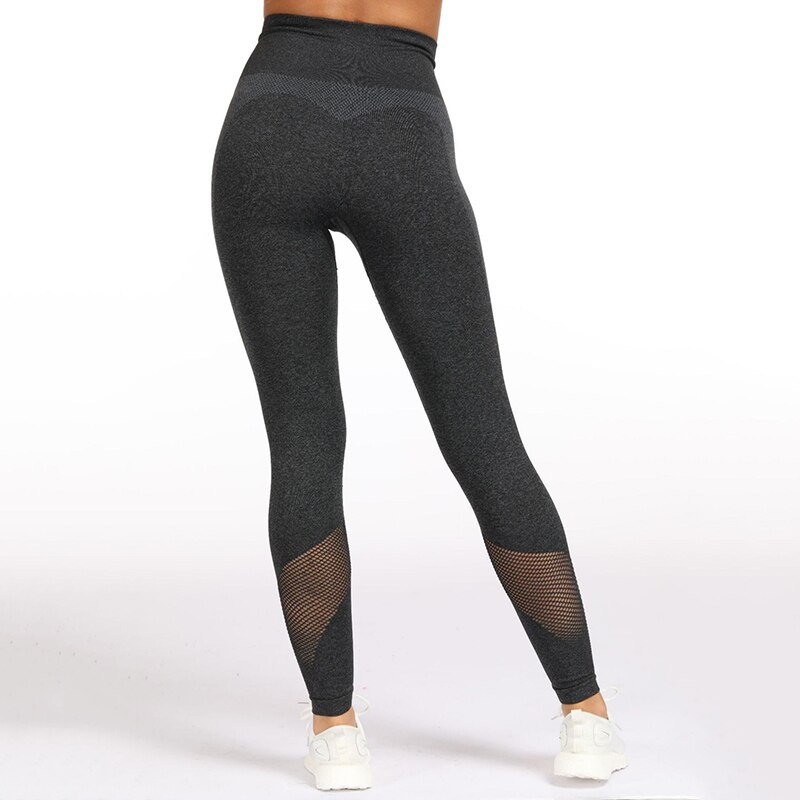 High Waist Yoga Pants Sport Leggings Women Energy Seamless Workout Gym Leggings Breathable Hollow Out Fitness Legging: black / S