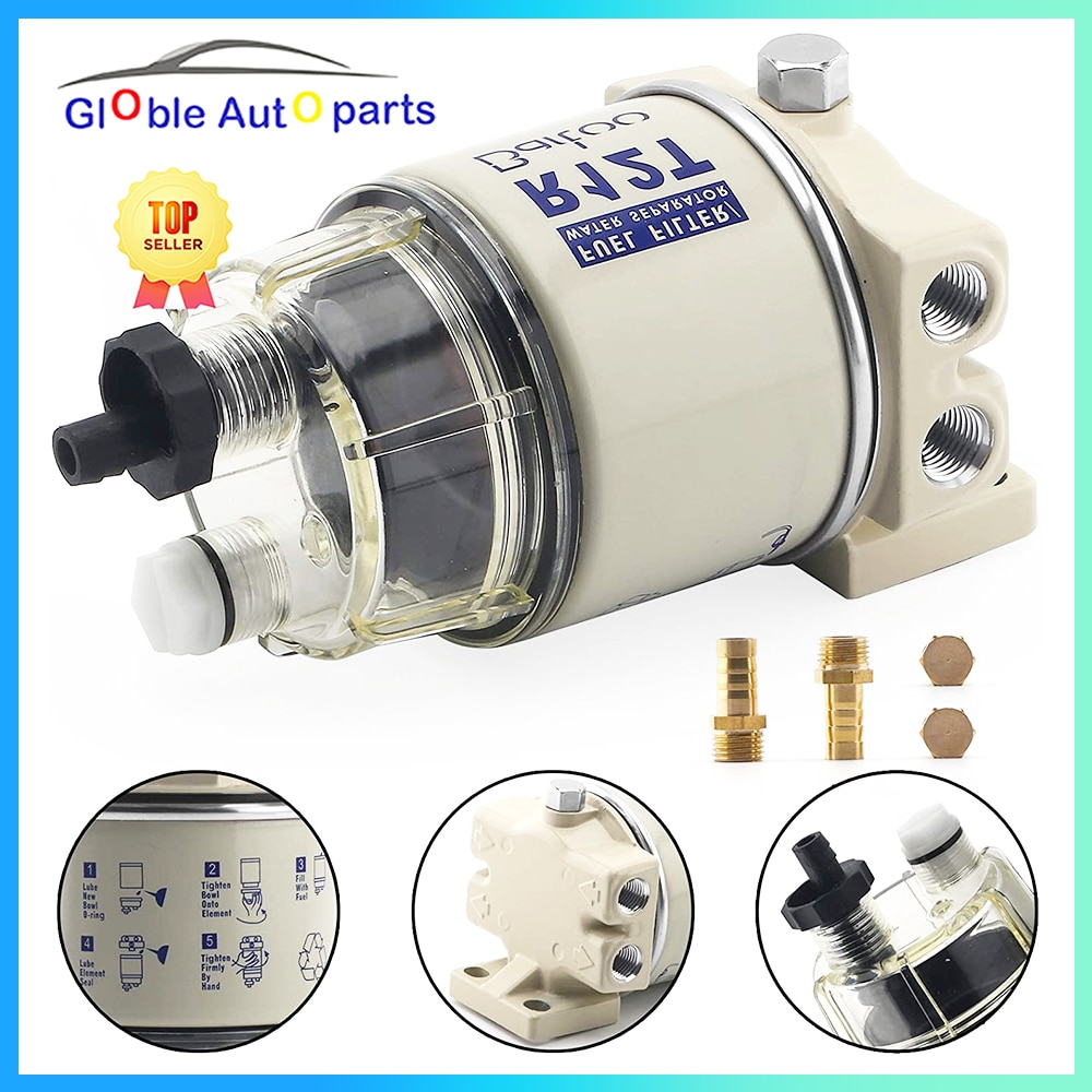 R12T Brandstoffilter Waterafscheider Complete Kit - Marine SPIN-ON R12T Filter Vervangt S3240 120AT NPT ZG1/4-19 Fit 3/8 Inch NPT Ou