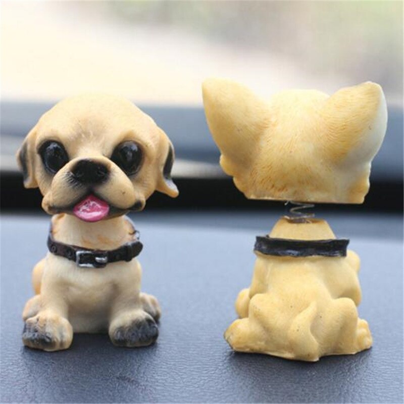Accessoires de stylisage de voiture | Mignon tête à secouer en résine ornements d'animaux de dessin animé chiens Auto intérieur du tableau de bord de bureau 1 pièce