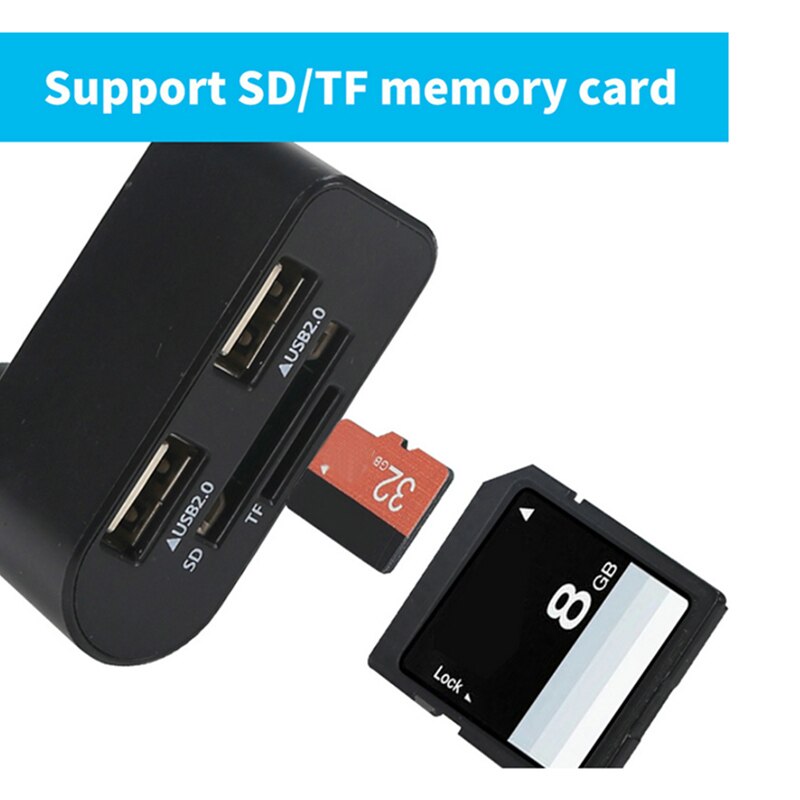 Usb 2,0 Naben 2 Hafen USB Energie Schnittstelle mit TF SD Kartenleser für NotebookComputer Laptop Zubehör USB Hub