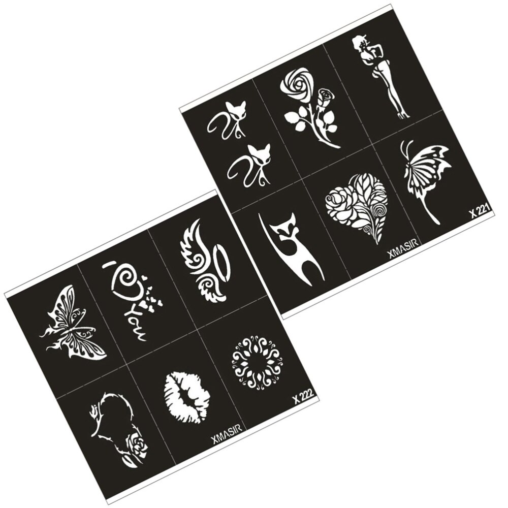 2 Sheets Stencils Simple Tatoo Cards Tatoo Templates for Shop Store