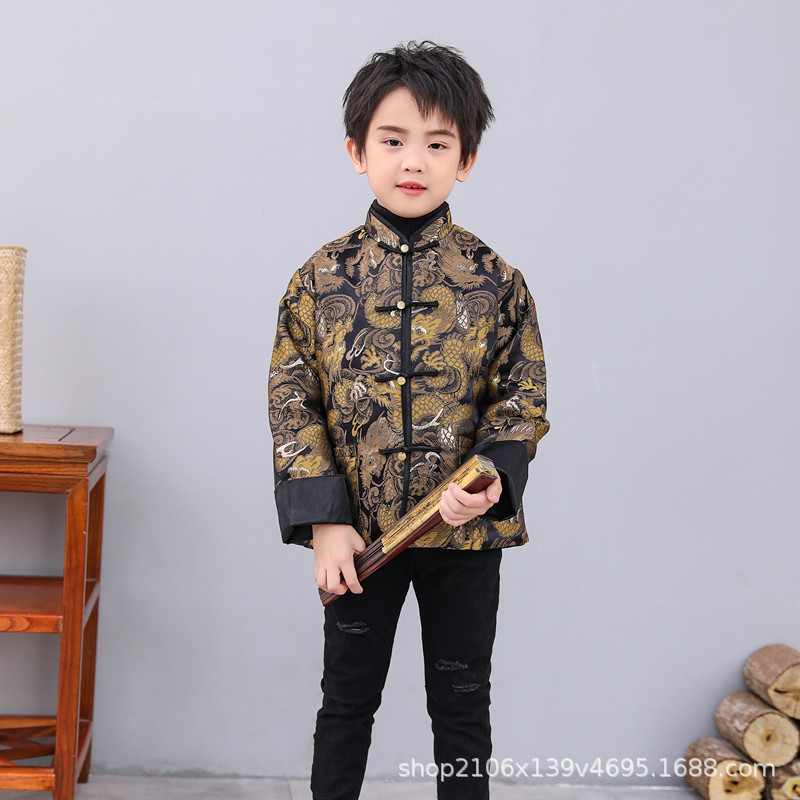 Kids 2022 Year Tang Suit Chinese Traditional Clothing Dragon Embroidery Long Sleeve Spring Festival Performance Costume: Color2 / 120 (115-124CM)