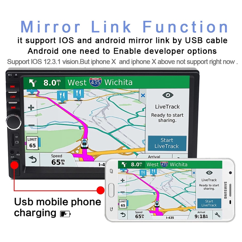 2 Din Car Radio 7 Inch Touch Screen Stereo Receiver Screen Stereo Bluetooth FM MP5 SD USB Player With Camera