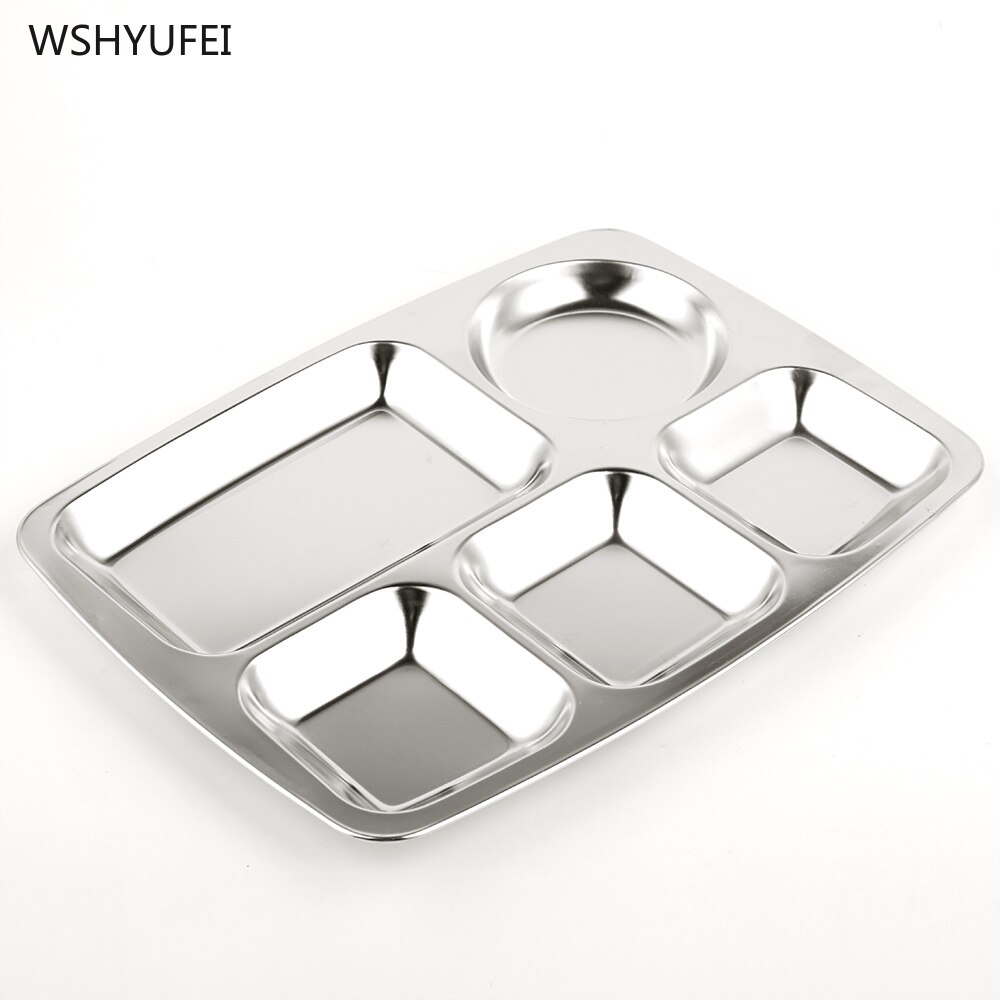 Direct selling stainless steel fast food grid plate rectangular plate home multi-plate plate canteen tableware