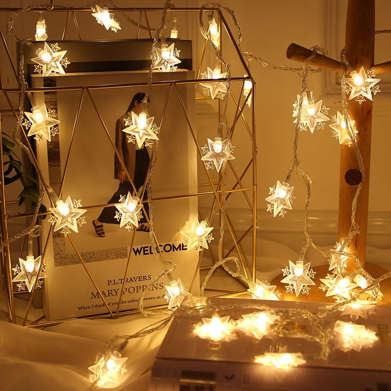Guirnalda de luces LED con forma de luna y estrella para Navidad, cortina de luces de hadas para el hogar, de año , decoración de vacaciones y bodas, 3,5 M