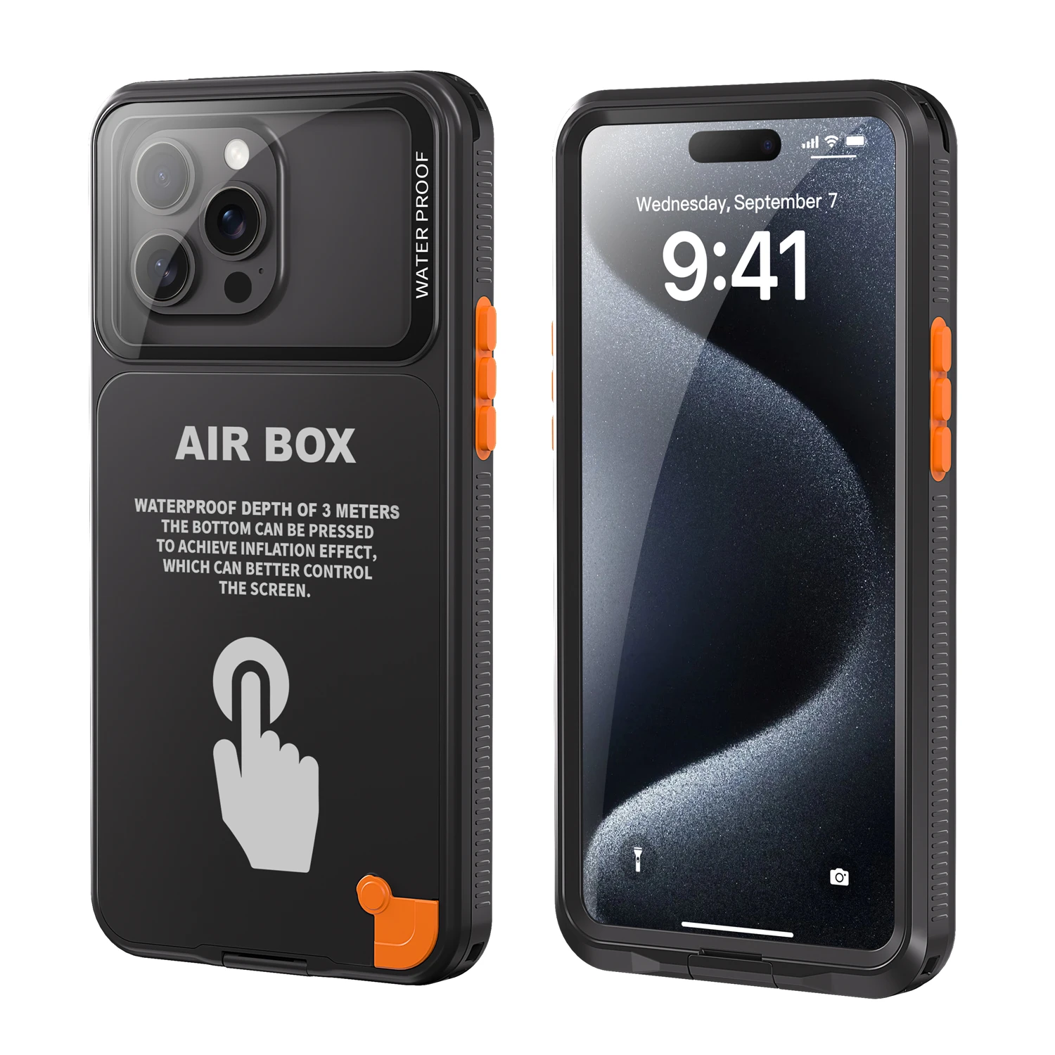 ShellBox IP68 funda impermeable para Apple iPhone 12 13 14 15 Pro Max Plus 360 caída de choque completa a prueba de polvo natación 5m fundas de buceo: Lona / Negro