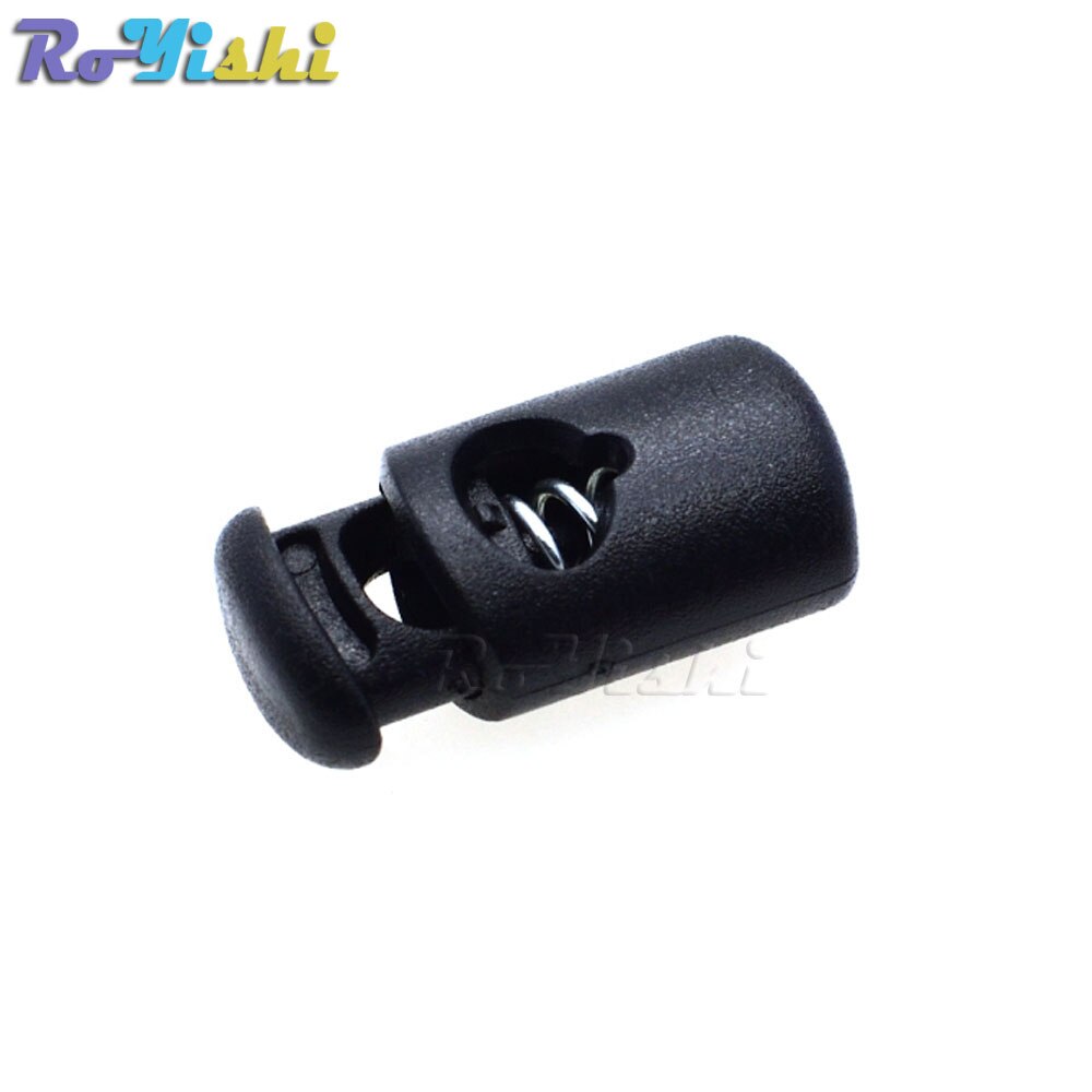 25 unids/pack de plástico negro resortes con forma de barrilete cable traba tapones alterna 20,5mm * 10mm