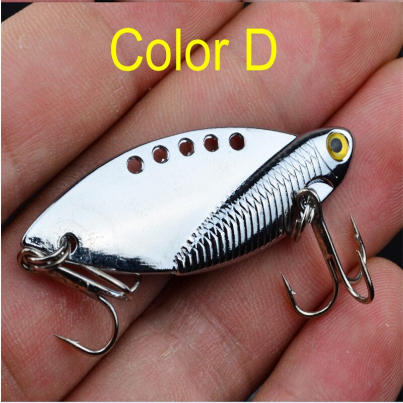 1Pcs Metalen Vib Lokt 5 Cm 11G 2in Levendige Trillingen Lepel Lokken Visaas Bass Kunstmatige Harde Aas cicade Lokken Vib Aas 3D Ogen: Color D