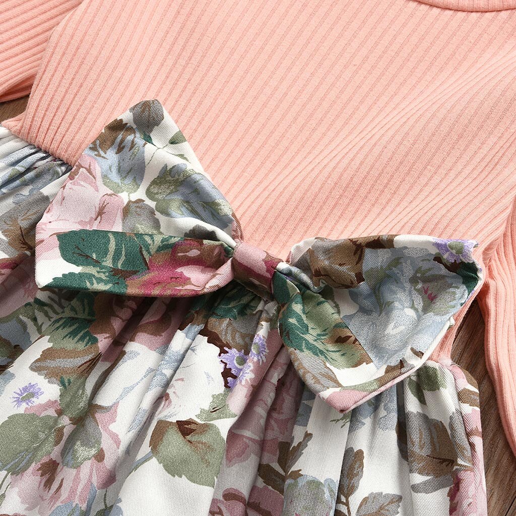 Di modo Del Vestito A Maniche Lunghe Per I Bambini Delle Ragazze Infantili Delle Ragazze Vestiti dei capretti Floreale Abiti Da Principessa Abiti Vestiti Vestido Infantil