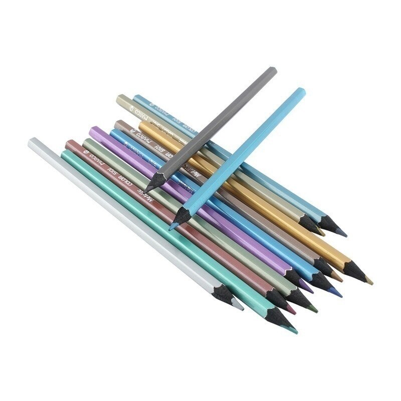Matite da disegno non tossiche metalliche professionali a 6/12 colori che dipingono penne per schizzi