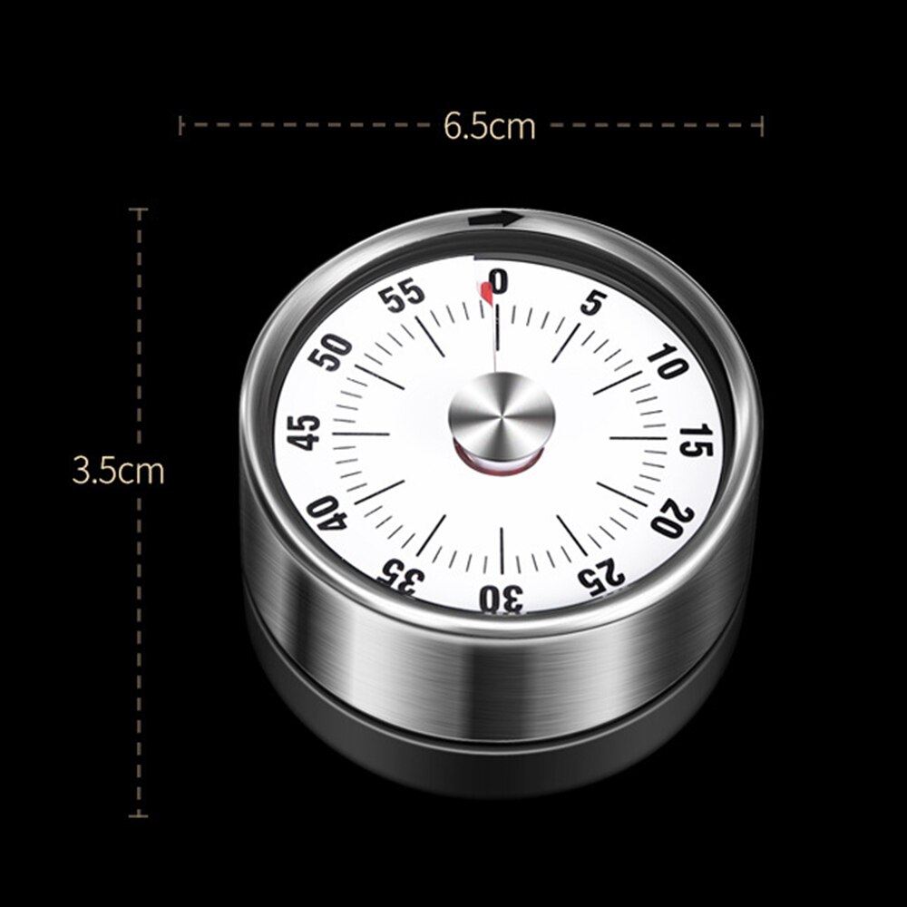 Stainless Steel Visual Timer Round Mechanical Timer 60-Minutes Cooking Timer With Loud Alarm Magnetic Clock Timer Kitchen Gadget