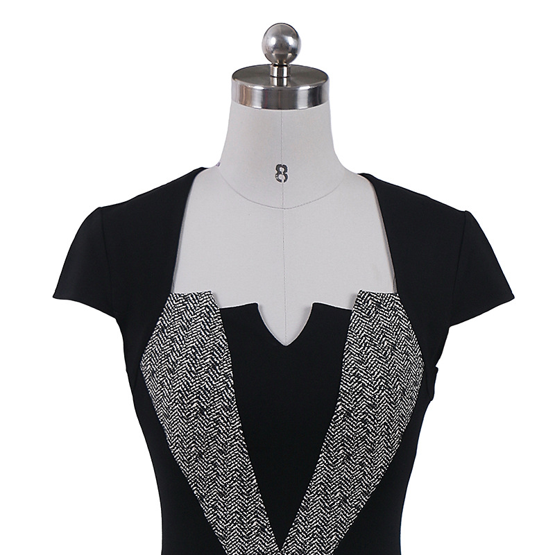 Office Lady Formal Suit Female Business Work One Piece Dress Suits for Women Contrast Patchwork Bodycon Pencil Dresses XXL