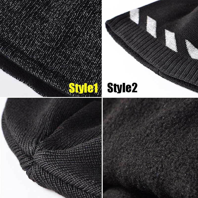 2 stil unisex reflekterande stickad mössa hatt vinter varm nattlöpning cykling promenader säkerhet mössor för män och kvinnor