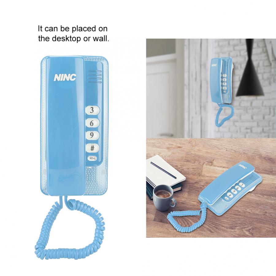 Portable Mini Telephone Wall Mount Landline Extension No Caller ID mini Phone For Hotel Family Home Telefon haus Telefones: Blue