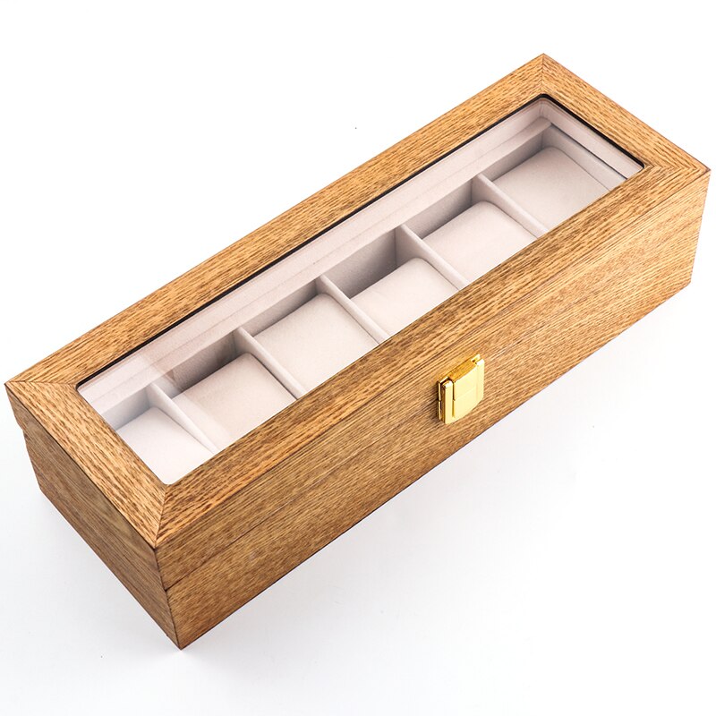 1/3/6 Grids Watch Box Lederen Horloge Case Houder Organisator Opbergdoos Voor Quartz Horloges Sieraden Dozen Display Roll beste Cadeau: wood3