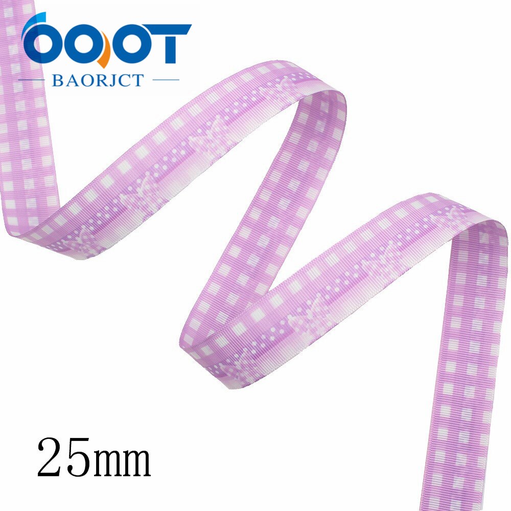 Ooot baorjct i -191227-2834,25mm 10 yards dubbelsidiga geometriska galler rosettband, rosett, kläder, festpyssel dekorationer: I -191227-2834