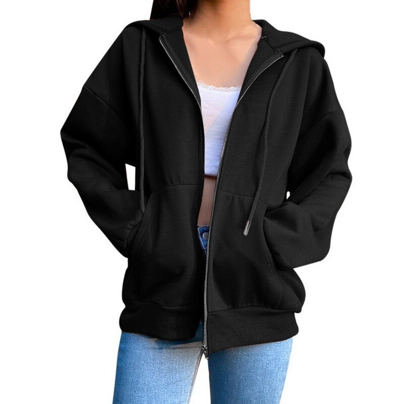 Women Casual Hooded Sweater Cardigan Jacket Casual Mid-length Outdoor Sports Jogging Fitness Training Hoodie Sweatshirt: M / A3