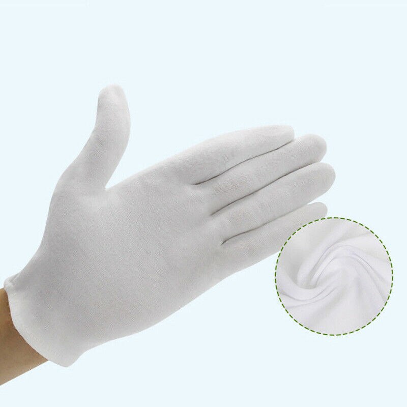 6 par/set de guantes blancos de algodón guantes suaves de trabajo para camareros trabajadores