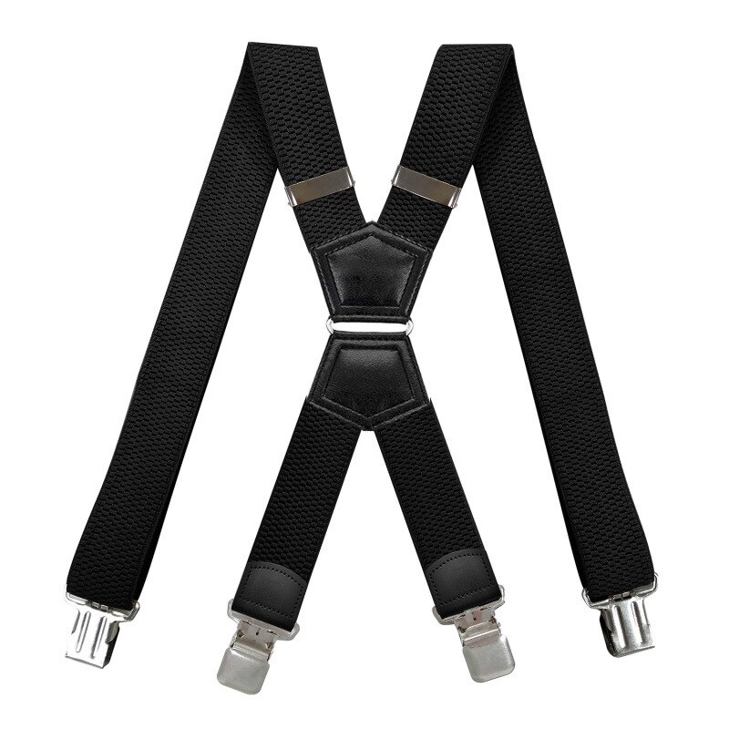 Bretelles robustes en forme de X avec anneau de fer, pantalon en Jean élastique réglable, ceinture de travail, à la pour hommes, 4 Clips