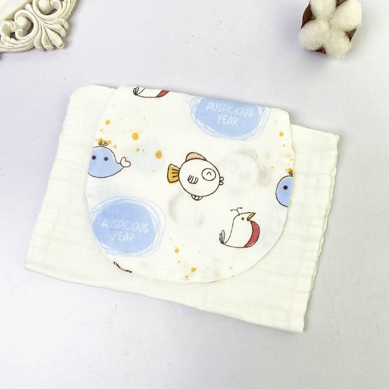 Tecknad fågel kanin elefant djur bebis spädbarn handduk svettabsorberande torkduk bomull dagis svettabsorberande handduk: Fisk