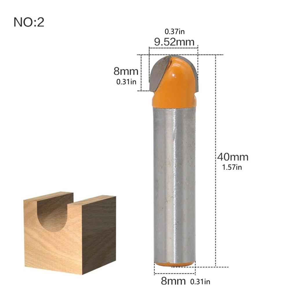 8Mm Shank Angle Posture Router Bit 16/19/22 / 25Mm Round Router Bit Wood Trimming Cutter Radius Wood Milling Cutter