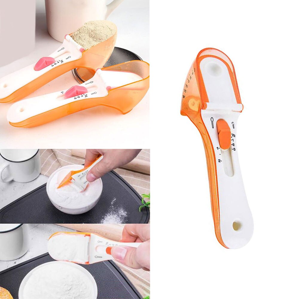 Plastic Adjust Measuring Cup Spoons Scale Scoop Kitchen Cooking Handle Baking Sugar Floor Measure Tool Baking Kitchen Gadgets