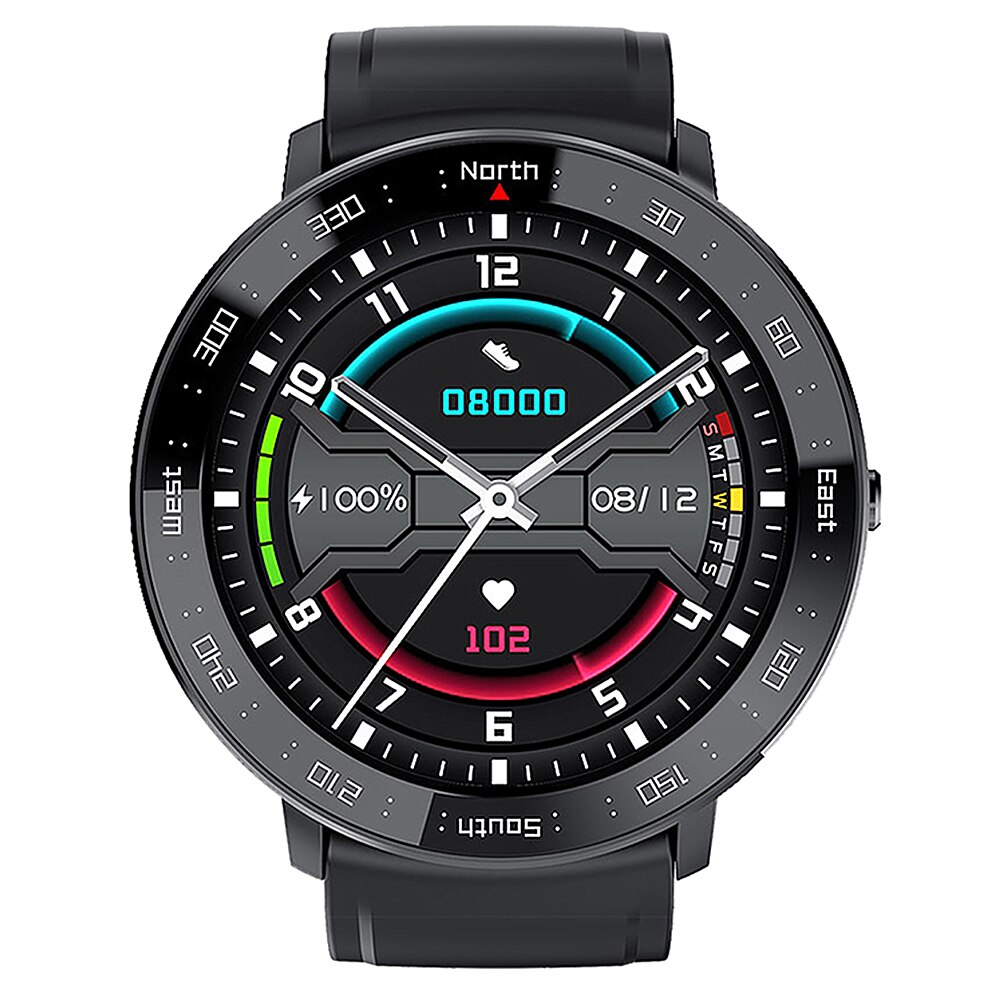 Smart Horloge Hartslag Bloeddrukmeter 100M Waterdichte Running Sport Tracker Stappenteller Stopwatch Outdoor Horloge: Black