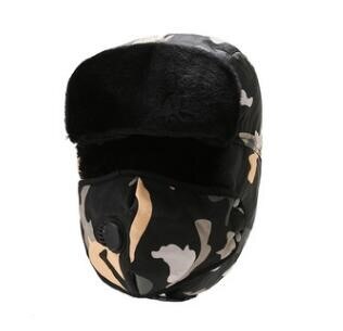 Thicken Mannen Vrouwen Winter Outdoor Warm Houden Oor Bescherming Fietsen Ski Bomber Cap Plus Fluwelen Wol Camo paar Hoed Gorra: Camo3
