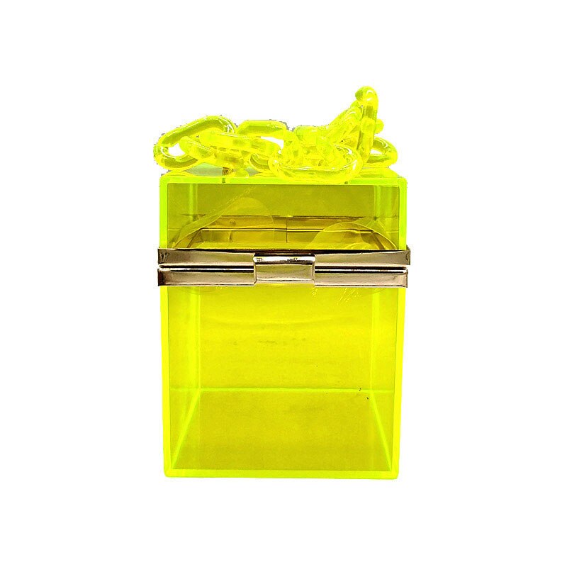 MIX ORDER Transparent bag women evening party bag bridal wedding tote bag clear acrylic square box: Color 5 yellow