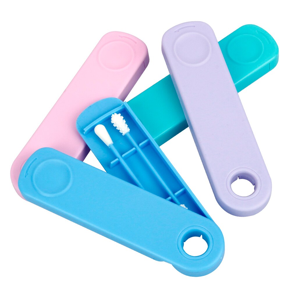 Cotonete de algodão reusável cotonetes de silicone cosméticos cotonetes varas de reciclagem de duas cabeças para limpeza de maquiagem 2 pçs/caixa