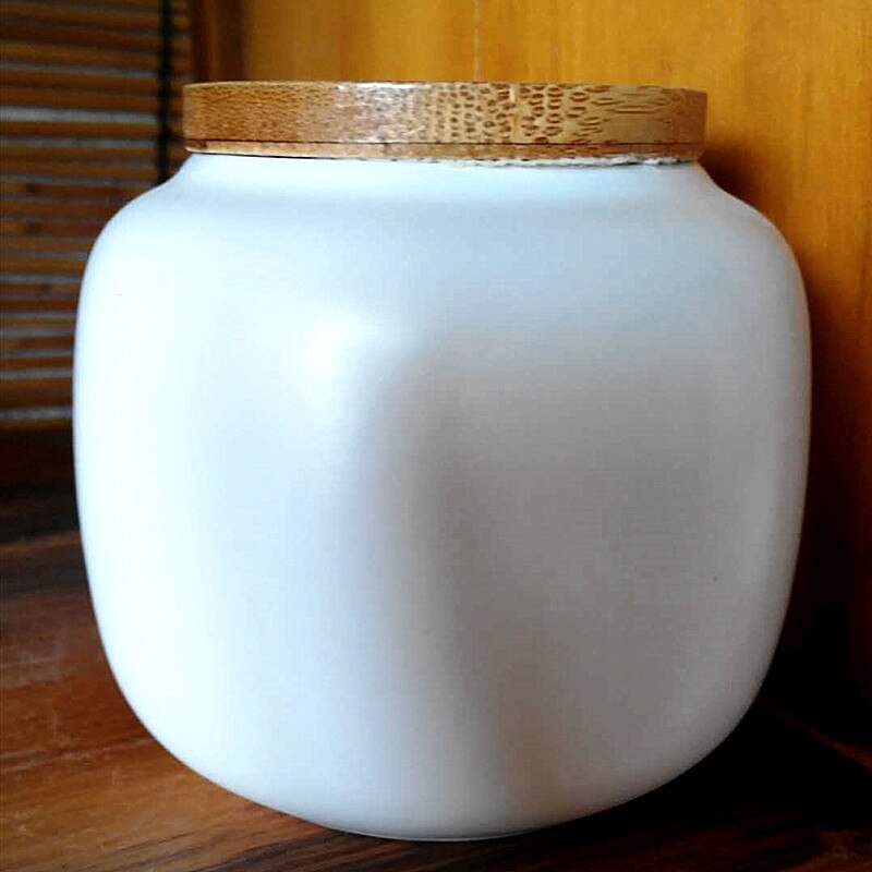 650ml Sealed Ceramic Porcelain Tea Caddy Teaware Pot Kiln To Tea Pot Household Storage Container Tea Container Ceramic Container: C MATT WHITE