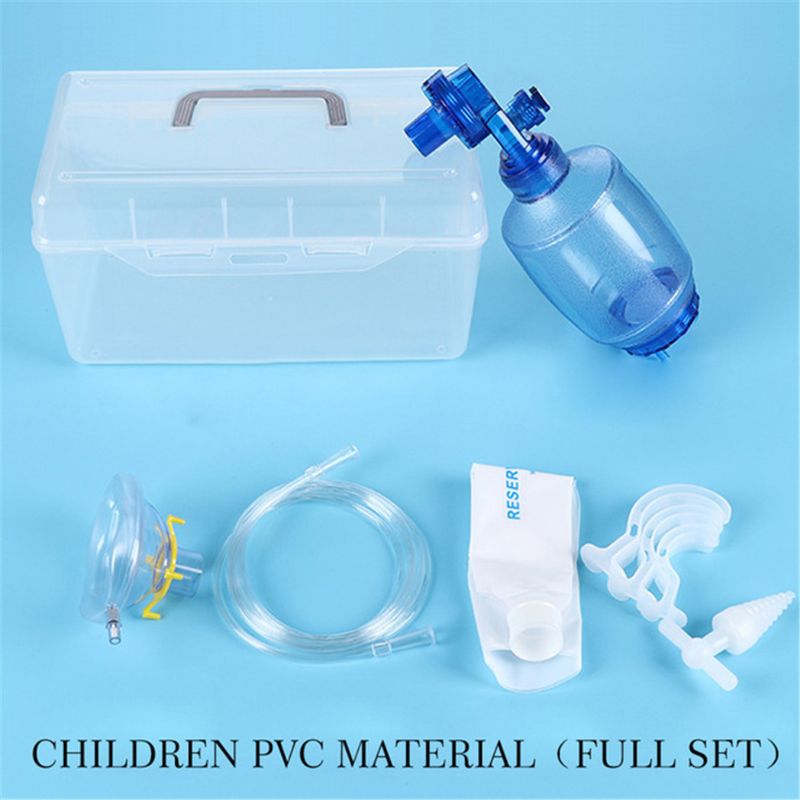 Adulto/crianças/infantil manual ressuscitador pvc ambu saco oxigênio tubo kit de primeiros socorros: B