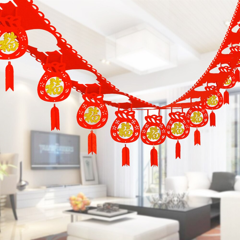 1Pc Jaar Chinese Stijl Streamer Banners Niet-geweven Hanger Gelukkig En Feestelijke Lente Festival Home Decoraties: pattern 8