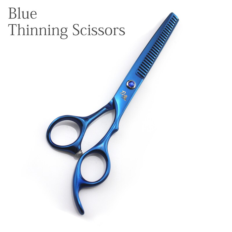 Tijeras de corte para peluquero, tijeras de corte y adelgazamiento de 6 pulgadas (tijeras normales/Tijeras de adelgazamiento): Blue Thinning