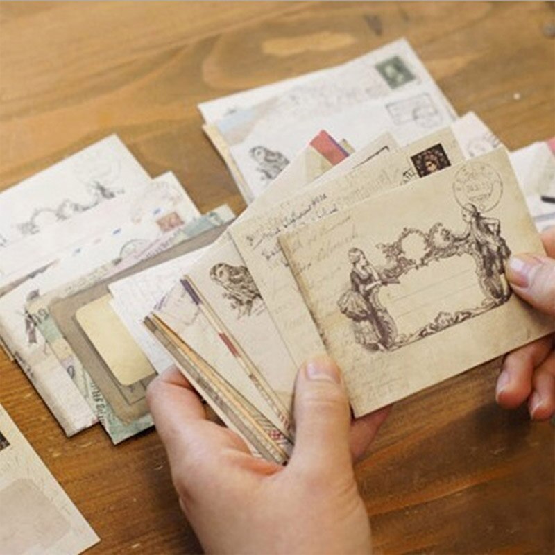 12 stks/partij Mini Leuke Papieren Envelop Retro Mini Enveloppen Vintage Europese Stijl Voor Kaart Scrapbooking