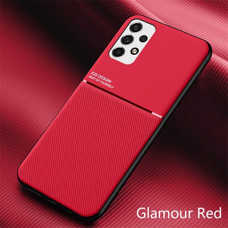 Voor Samsung Galaxy A53 5G A13 Luxe Slim Leather Texure Shockproof Armor Magnetische Houder Telefoon Case Voor A13 Zachte siliconen Cover: For Galaxy A13 / red