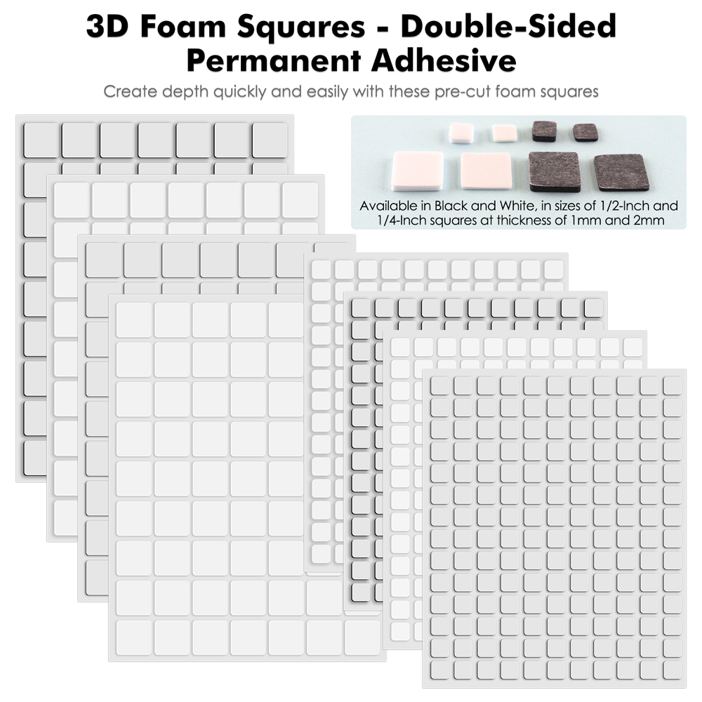 Cinta adhesiva de espuma de doble cara 3D, cinta de sujeción en blanco y negro, pegatinas de pegamento fuerte, tarjetas para álbum de recortes Diy, manualidades, trabajo, 6 hojas