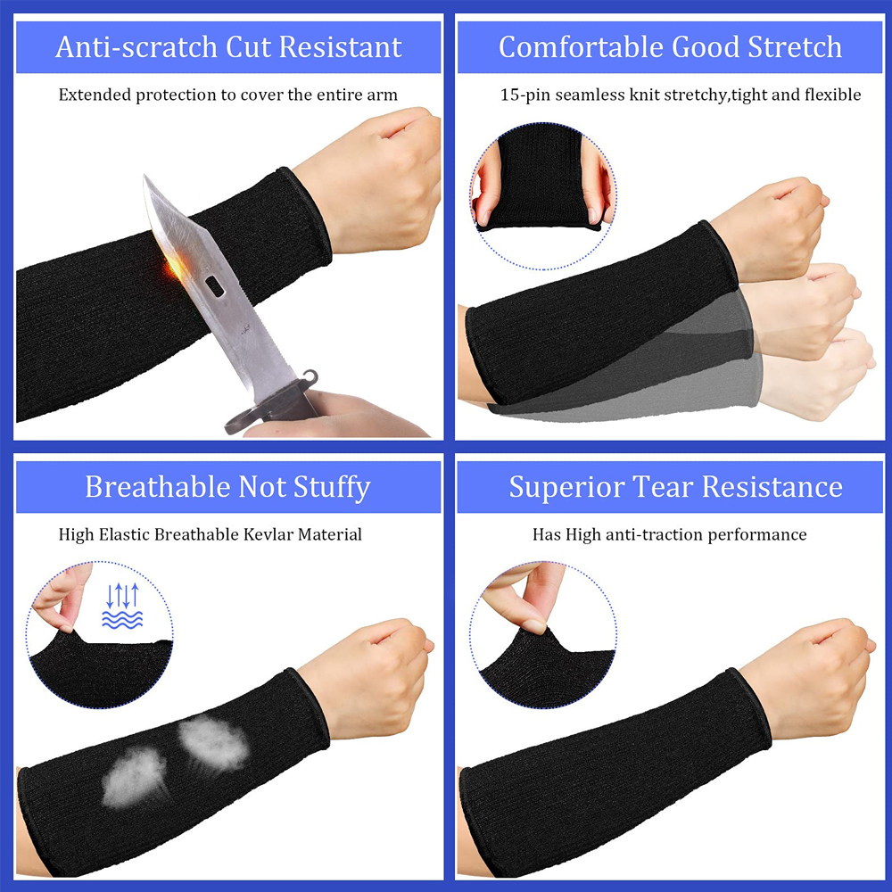 GOMOREON 1Pair Cut Resistant Sleeves, Burn Heat Resistant Arm Sleeve Protectors Protective Forearm Sleeves Cooking Gardening