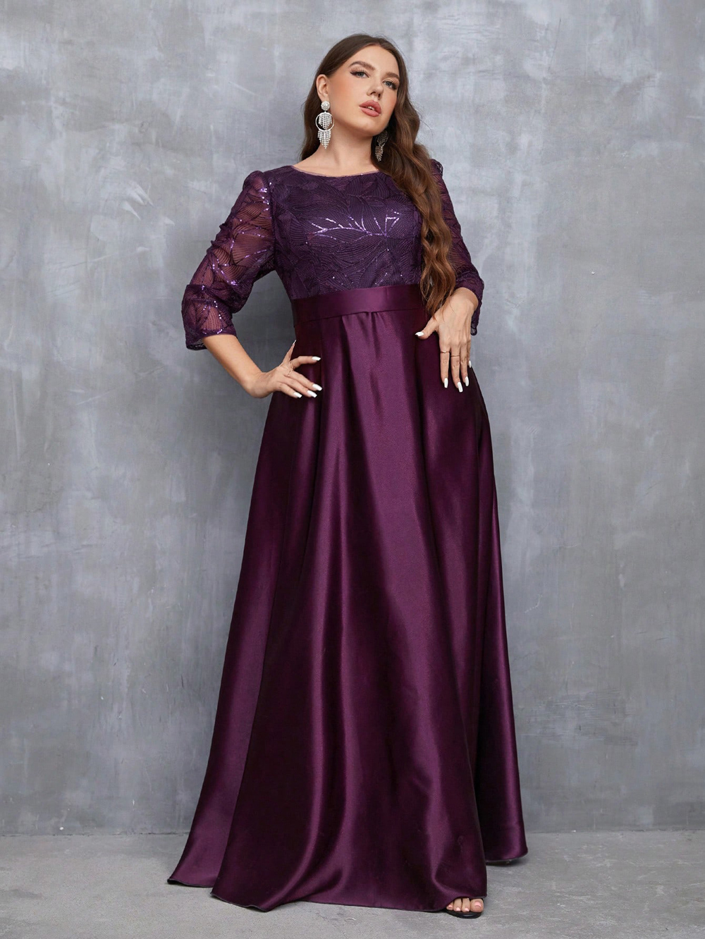 2025 longo desempenho formal feminino vestido de noite festivo para festas venda roxo elegante vestidos de festa gordinho robe gala femme: XL / ROXO