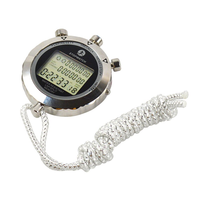 Metal Steel Digital Sports Stopwatch With Countdown Timer 100 Lap Memory Large Display Alarm Clock Stopwatches: Default Title